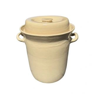 Keramický zelák 10L + víko (22/24cm), KOLOMAZNÍK ZÁBŘEH, krémová barva