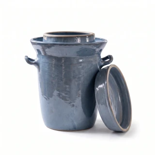 Keramický zelák 10L + víko (22/24cm), KOLOMAZNÍK ZÁBŘEH, světle modrá barva